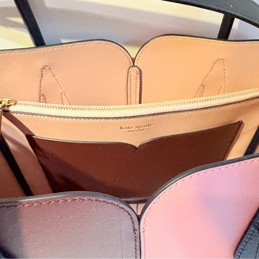 RARE ♠️ KATE SPADE NICOLA COLOR BLOCK LARGE TOTE BAG♠️ includes crossbody strap - Picture 5 of 7